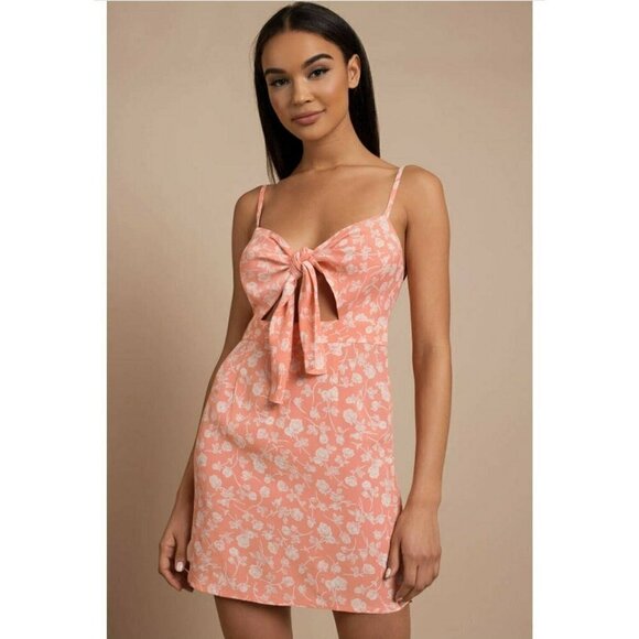 New Blue Life Twilight Tie Front Mini Dress Womens XS Blushing Garden Peach - Picture 1 of 8